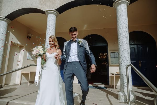 Becky and George's wedding day in Barton, frame 142