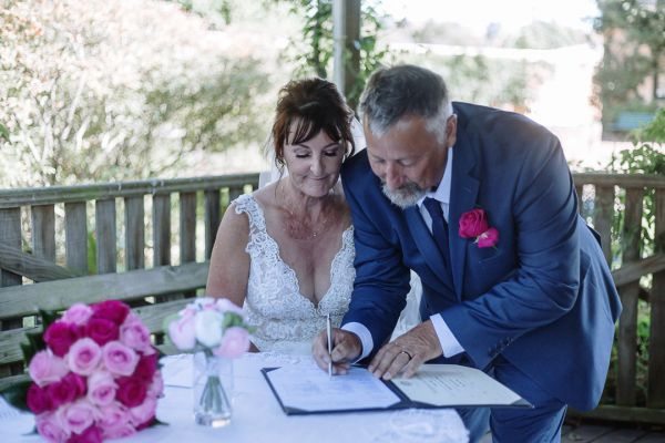 Tania and Jamie's wedding day in Kings Meadows, frame 121