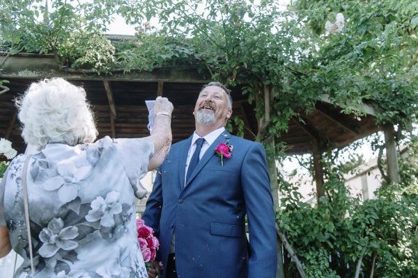 Tania and Jamie's wedding day in Kings Meadows, frame 136
