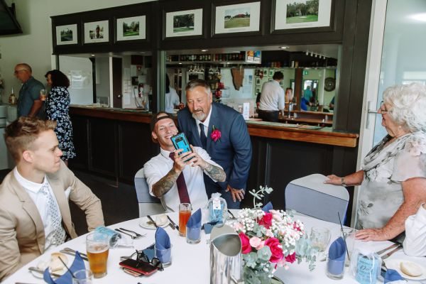 Tania and Jamie's wedding day in Kings Meadows, frame 238