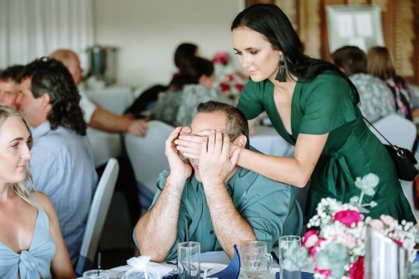 Tania and Jamie's wedding day in Kings Meadows, frame 304
