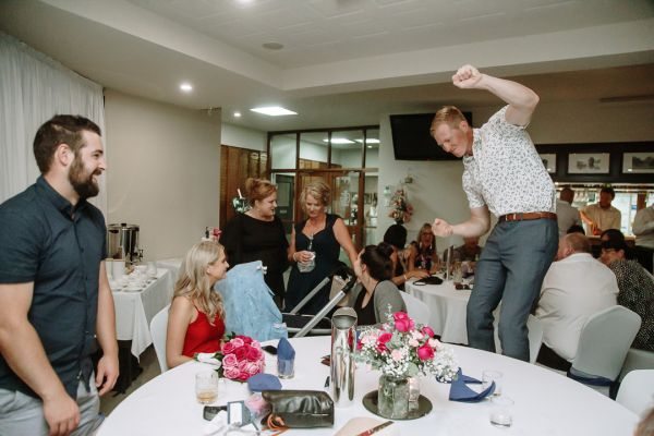 Tania and Jamie's wedding day in Kings Meadows, frame 370