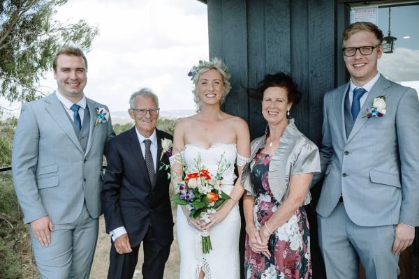 St Andrews Beach Recreation Hall wedding, Simone and Sam, frame 044