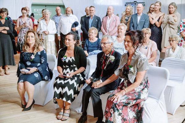 St Andrews Beach Recreation Hall wedding, Simone and Sam, frame 122