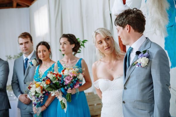 St Andrews Beach Recreation Hall wedding, Simone and Sam, frame 128