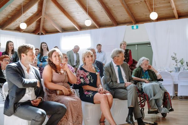 St Andrews Beach Recreation Hall wedding, Simone and Sam, frame 131