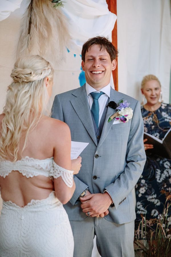 St Andrews Beach Recreation Hall wedding, Simone and Sam, frame 143