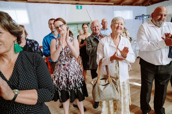 St Andrews Beach Recreation Hall wedding, Simone and Sam, frame 146