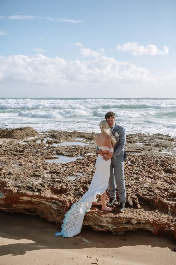 Simone and Sam's wedding day in St Andrews Beach, frame 220