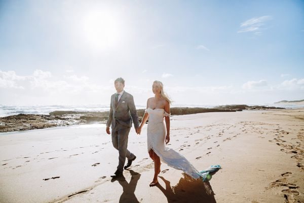 Simone and Sam's wedding day in St Andrews Beach, frame 235