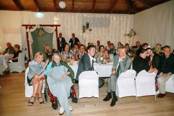 St Andrews Beach Recreation Hall wedding, Simone and Sam, frame 395
