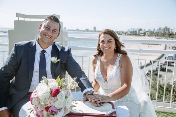 Joanna and Sam's wedding day in St Kilda, frame 163