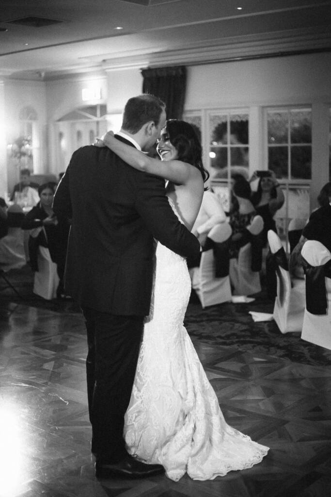 Cheek to cheek in monochrome for the first slow dance