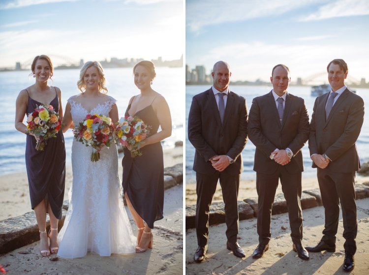 Two portraits show Sabine and Arthur with their attendants beside Sydney Harbour at Bradleys Head