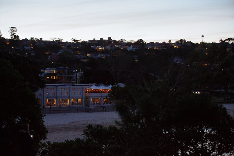 Bathers' glows above Balmoral Beach at dusk on Sydney's North Shore