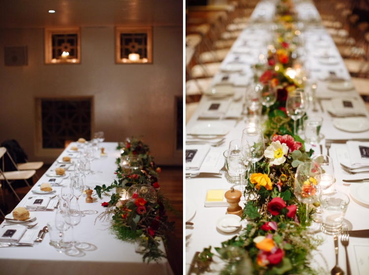 Two photos show flower-lined tables and white linen at Bathers' Pavilion