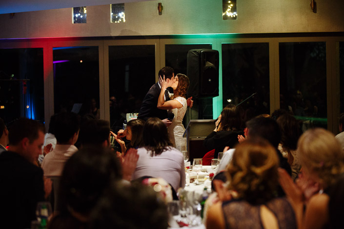 Pascale and Pasquale kiss as guests applaud at The Boulevard Restaurant and Functions.