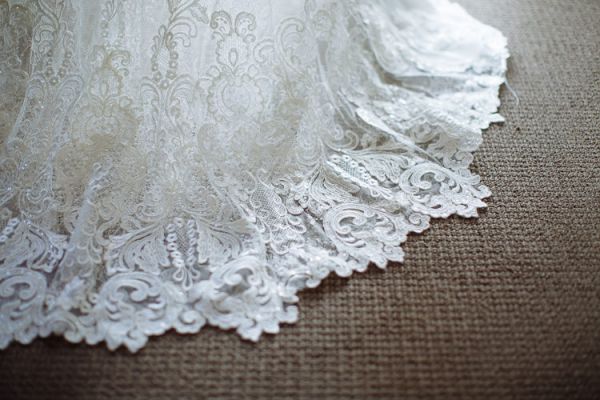 Lace hem of the wedding gown – bridal gown detail