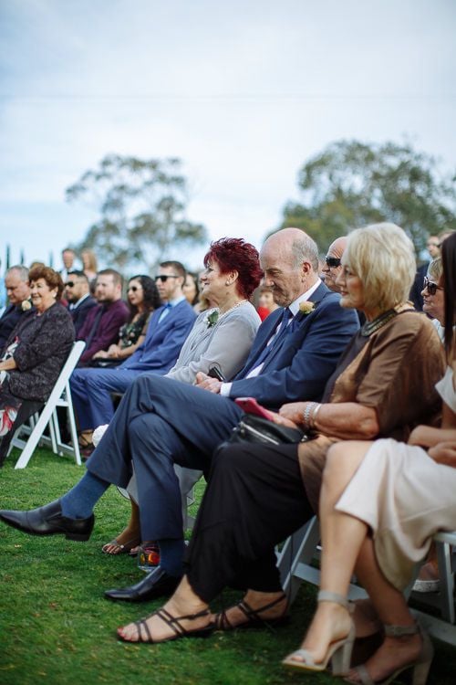 The wedding ceremony on the lawn at Crittenden Estate
