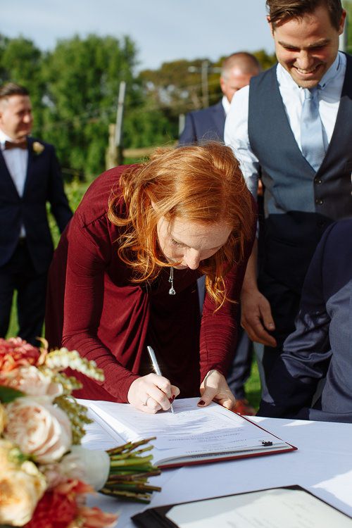 The wedding ceremony on the lawn at Crittenden Estate