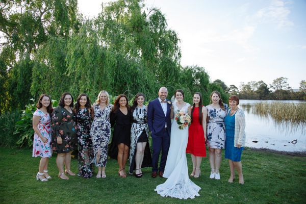 Post-ceremony celebrations on the lawn at Crittenden Estate