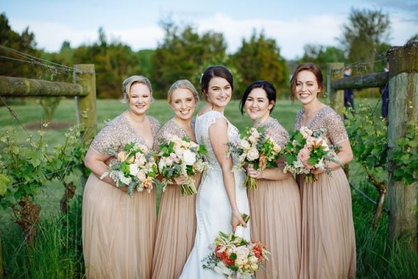 Bridal party photo on the Crittenden Estate grounds