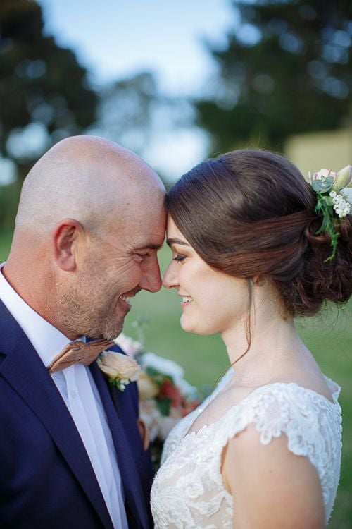 Bride and groom in the golden Mornington Peninsula light