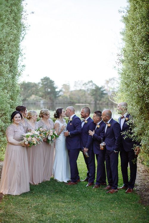 Bride and groom in the golden Mornington Peninsula light