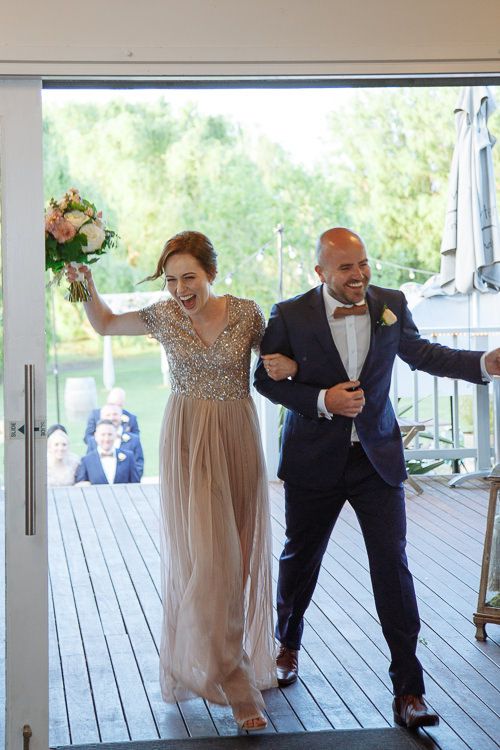 Bride and groom in the golden Mornington Peninsula light