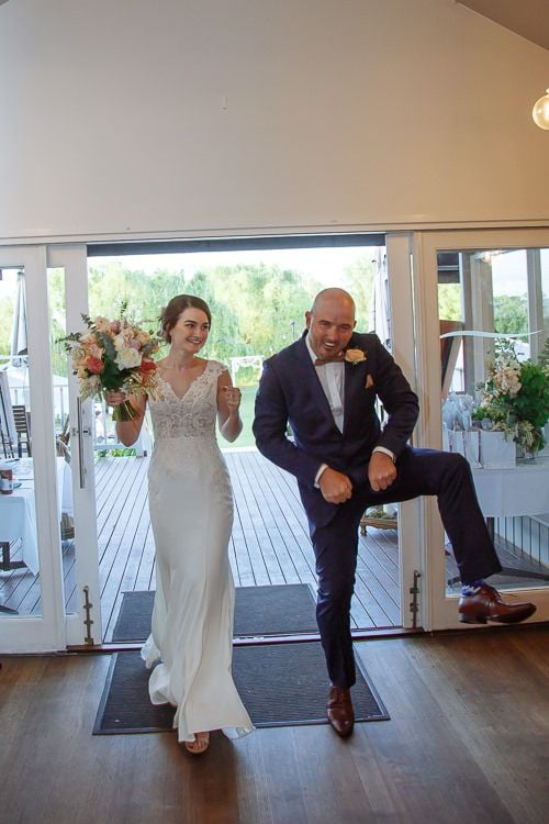 Bride and groom in the golden Mornington Peninsula light