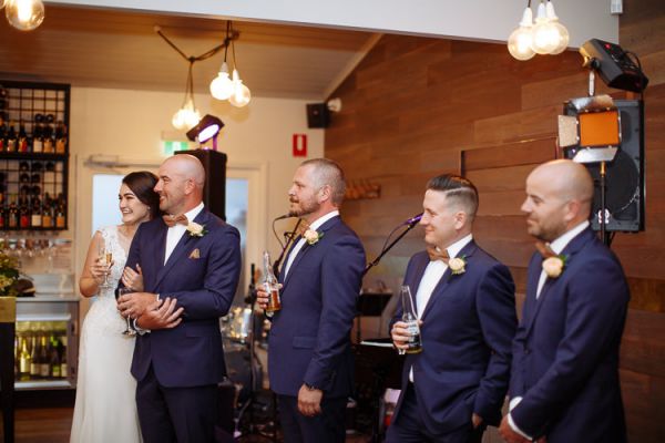 Wedding speeches in the pavilion at Crittenden Estate
