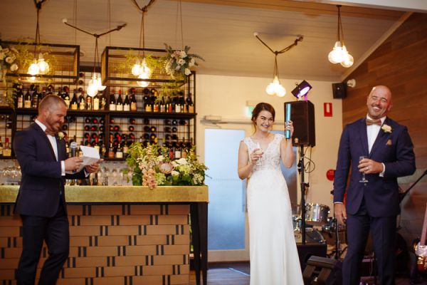 A toast to Caitlin and Brad at the reception