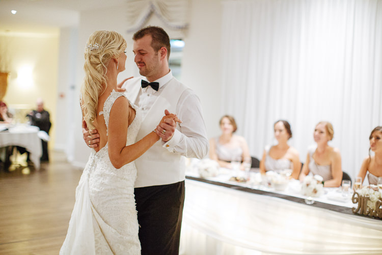 Aggie and Alex dance before the bridal table at Lancemore Lindenderry Red Hill.