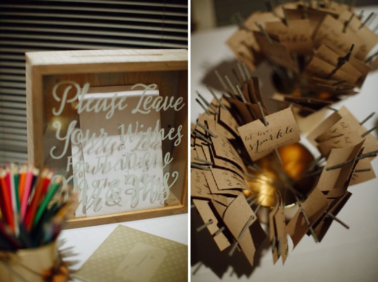Two photos show a wishing-well box and labelled sparklers at Sunnybrae.