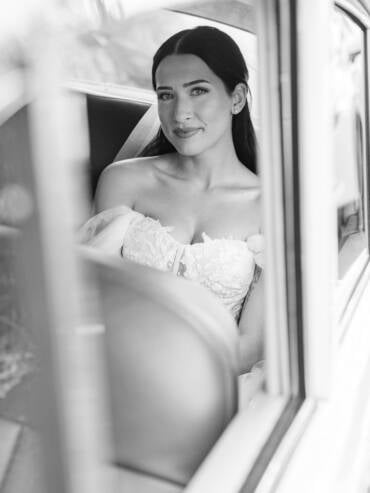The bride through the car window at Burnt Orange, Mosman — Sydney wedding