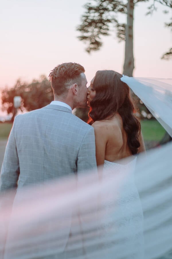 Georgia and Michael's garden wedding portrait in St Kilda Catani Gardens Wedding Photo St Kilda