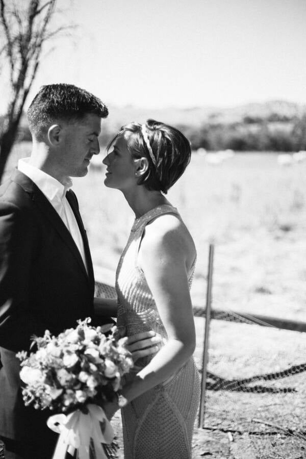 Camilla and Jason beside the water at Flowerdale Estate Flowerdale Estate Wedding Photo Melbourne