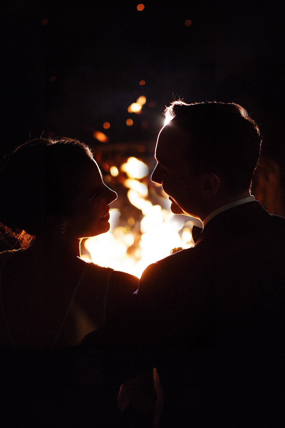 Kate and Wes beside the fire pit at Paynes Rise Wines Paynes Rise Wines Wedding Photo Yarra Valley