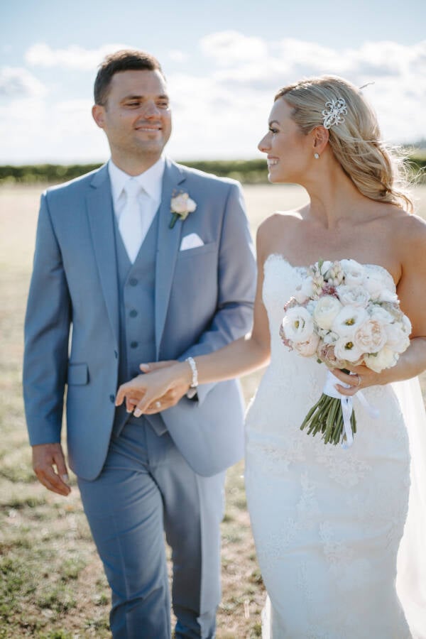 Danni and Jarrod together on the Tokar Estate lawn Tokar Estate Wedding Photo Yarra Valley